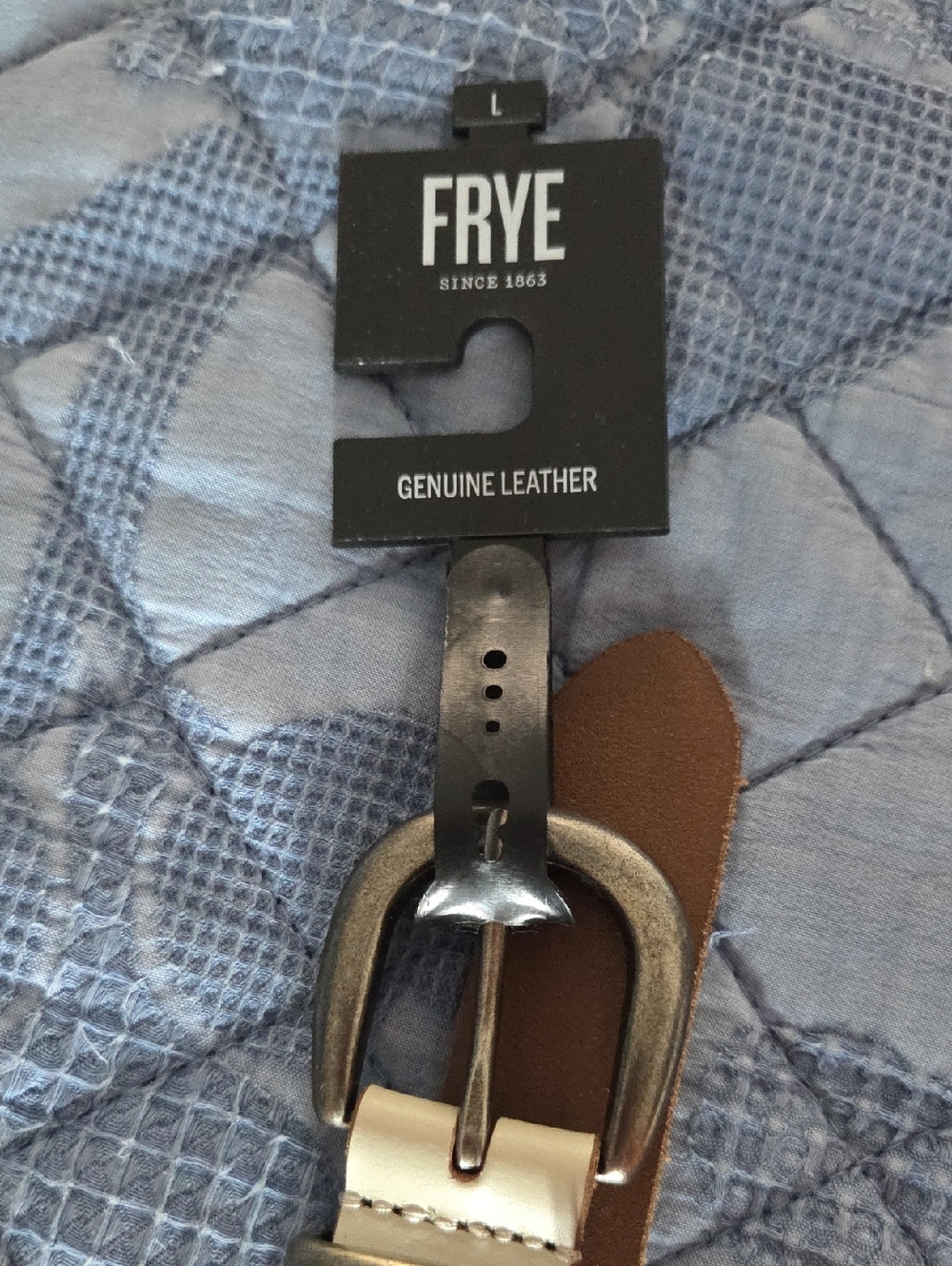 Frye Cream  Leather Belt with Silver Medallion And Silver Buckle